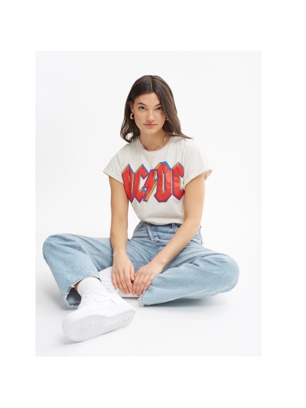MadeWorn Cream Tee with Gold Glitter Graphic